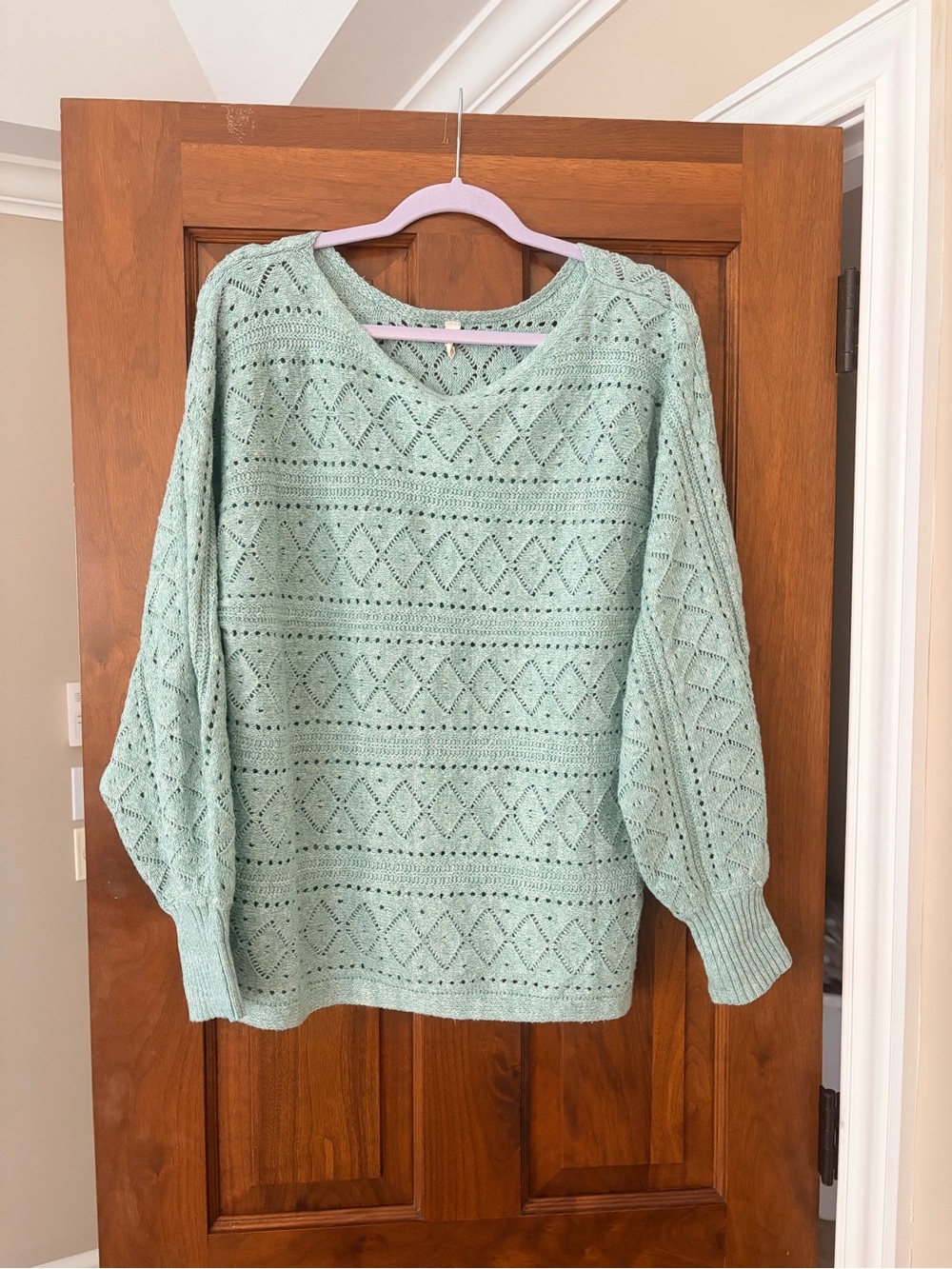 Open-Knit Mint Pullover Sweater
